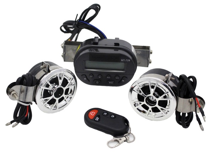 Motorcycle Audio Handlebar SD Radio Stereo Amplifier Speaker Remote For