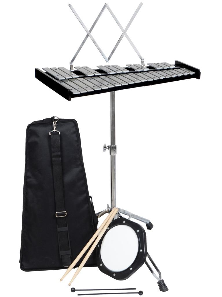 32 Notes Glockenspiel Bell Kit W/Practice Pad +Mallets+Sticks+Music