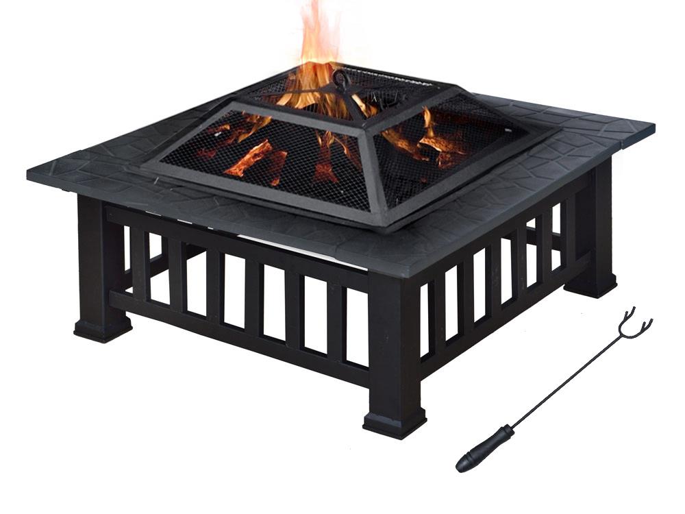 32" Square Metal Fire Pit Outdoor Patio Garden Firepit Bonfire Heater Brazier eBay
