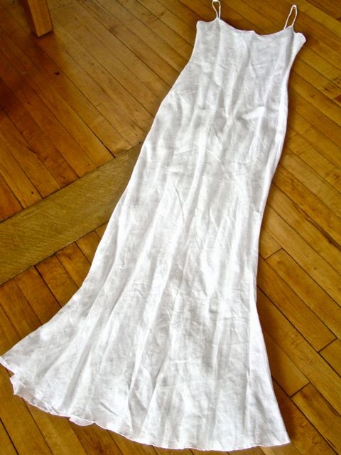 linen ruffled wedding dress