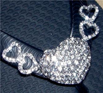Heart Clips for Flip Flops Clear Swarovski Crystals