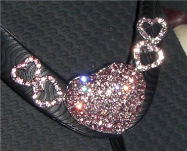 Heart Clips for Flip Flops Lt Rose Swarovski Crystals