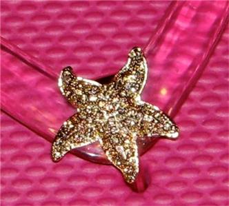 Gold Starfish Clips for Flip Flops Swarovski Crystals