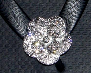 Camellia Black Diamond Swarovski Clips for Flip Flops