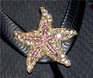Gold Starfish Swarovski Crystal Clips for Flip Flops