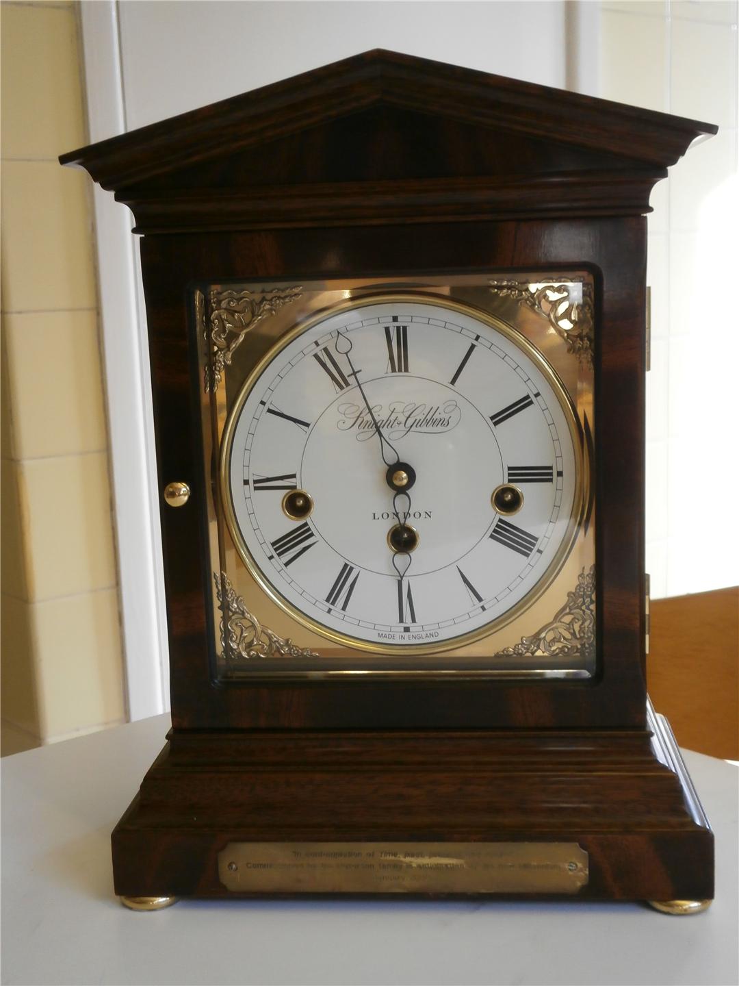 Superb Knight & Gibbins Mahogany Westminster Bracket clock Excellent