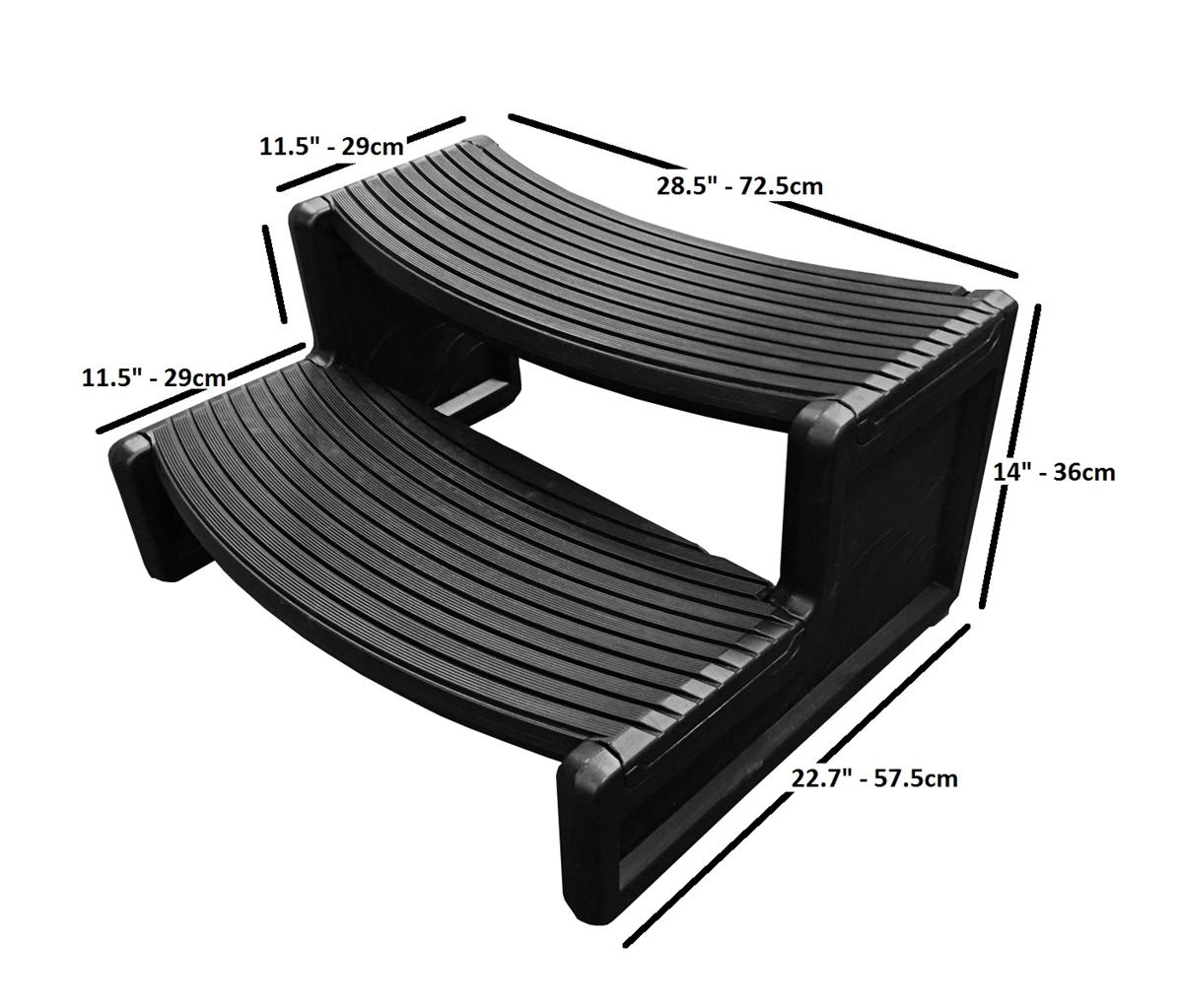 Durable Black Polymer 2 Tier Portable Hot Tub Steps for Circular
