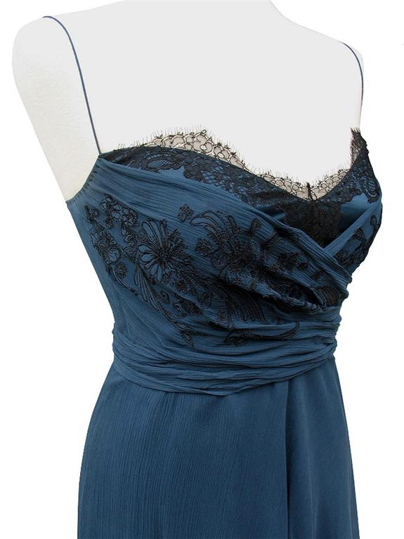 ELIE TAHARI Saxon Blue 100% Silk GLENDA Dress US 12, UK 16 ...