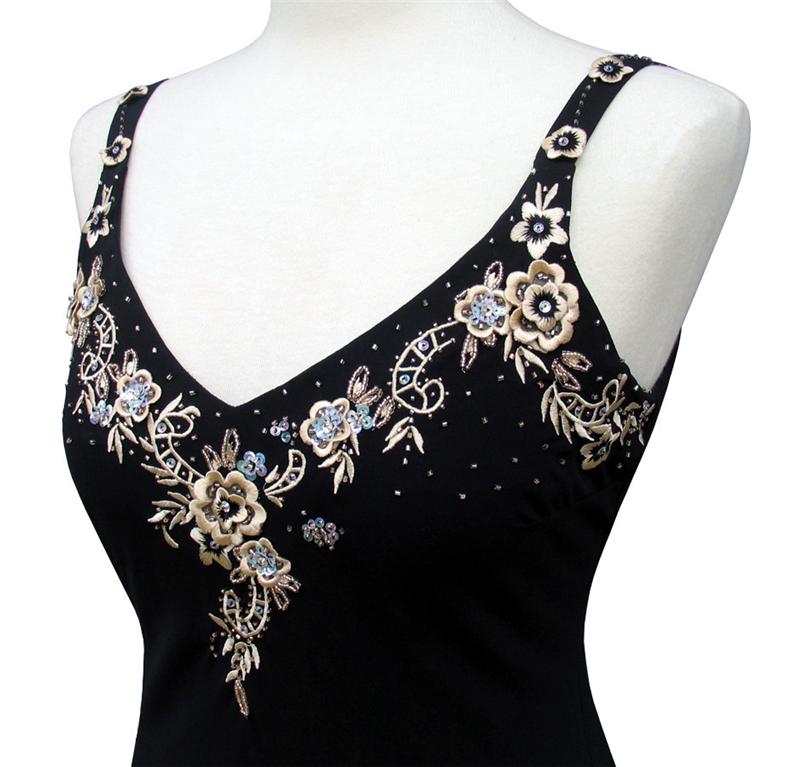 R&M RICHARDS • Black Embroidered Applique Handkerchief Hem Dress • NWT | eBay