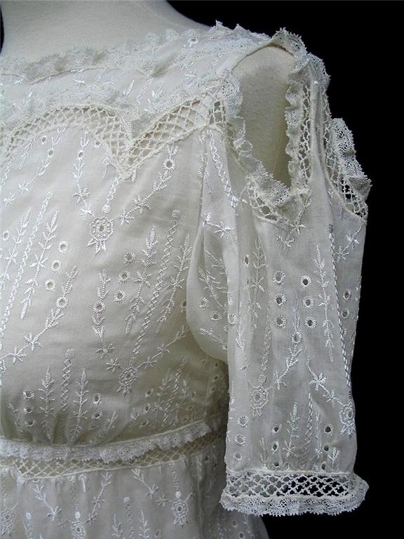 Bcbg Max Azria Cream Eyelet Silk And Cotton Voile Blouse