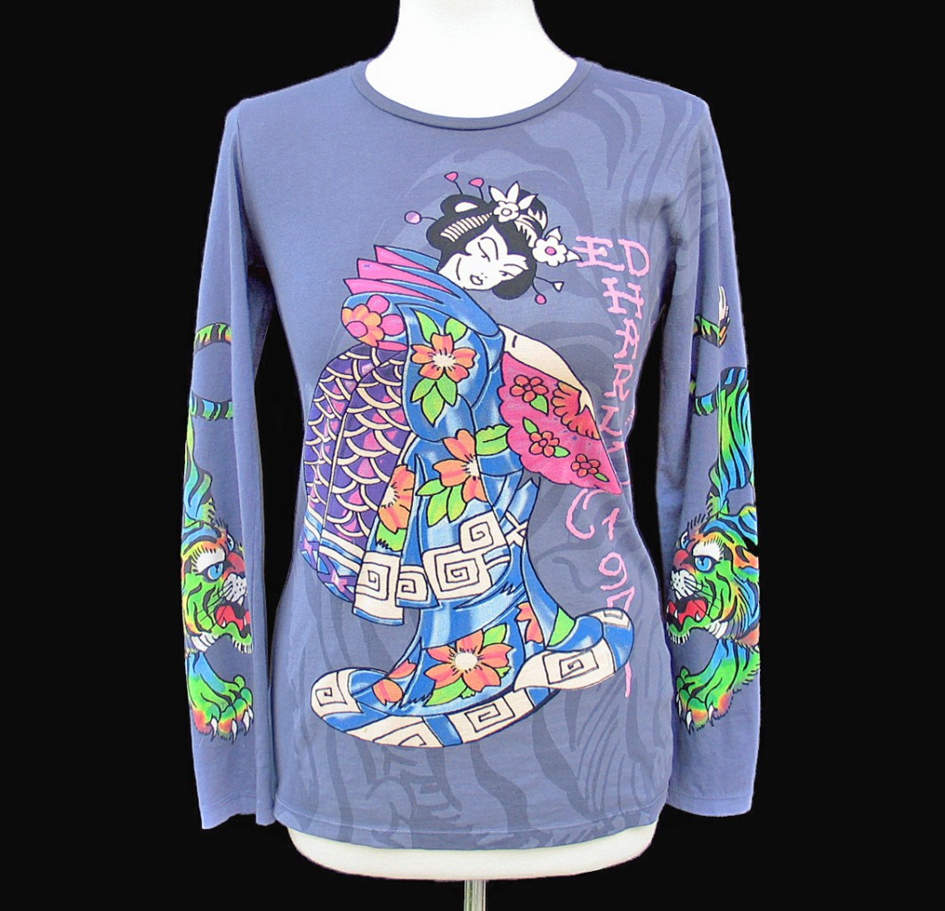 DON ED HARDY Christian Audigier Purple KIMONO GEISHA TIGER Shirt NWT Large RARE! | eBay