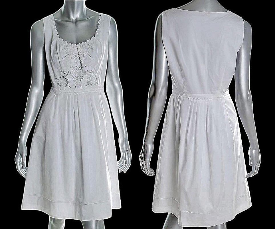 ELIE TAHARI • White Embroidered CHARLOTTE dress • NWT • US 10, UK 14, IT 46 $348 | eBay
