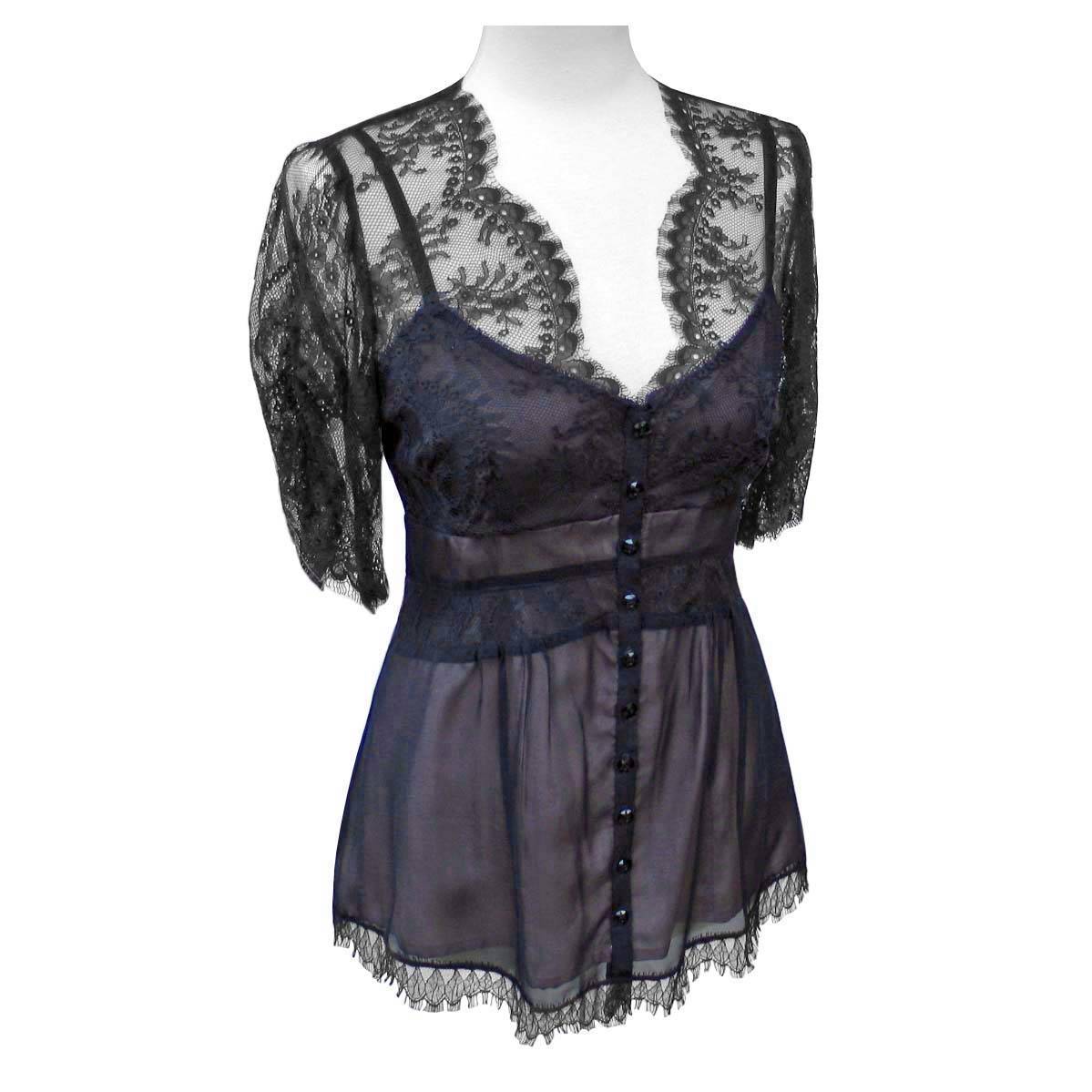 NANETTE LEPORE Lapore SOLD OUT & RARE LINGERIE LACE Blouse Top NEW 8 / 12 / 40 | eBay1199 x 1199