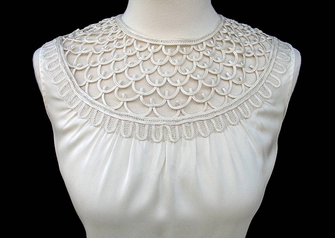 ELIE TAHARI • Ivory Silk Loop Detail SIVAN Blouse Top • MEDIUM • NWT • $248.00 ...1126 x 800