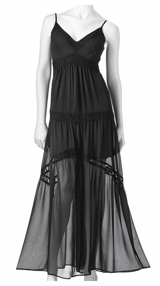 LOVE + HAIGHT Kohls • Black Chiffon &amp; Lace Maxi Dress • Size SMALL • NWT | eBay