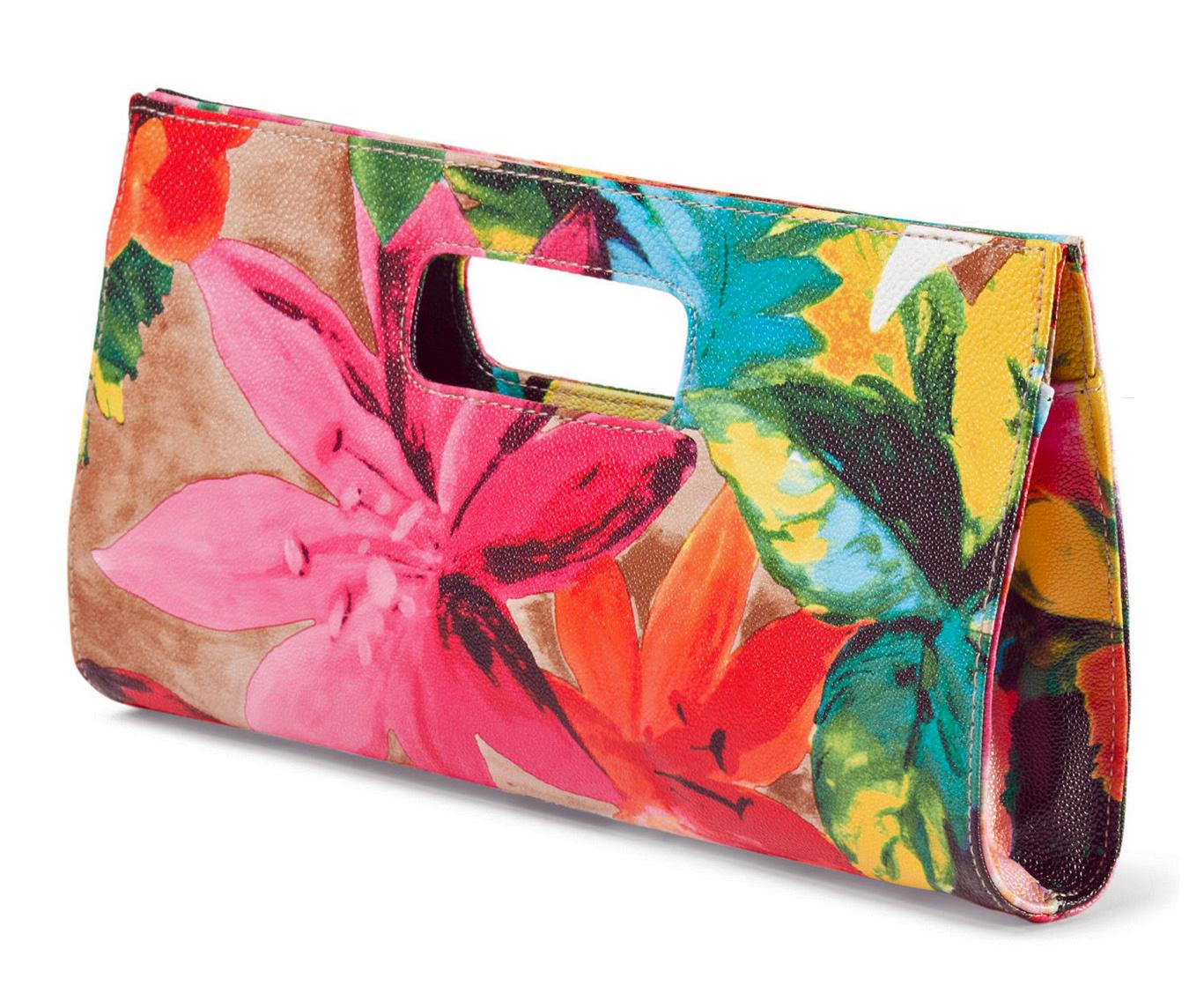 Chateau Tropical Floral Print Vegan Leather Clutch Bag Handbag Purse • NEW | eBay