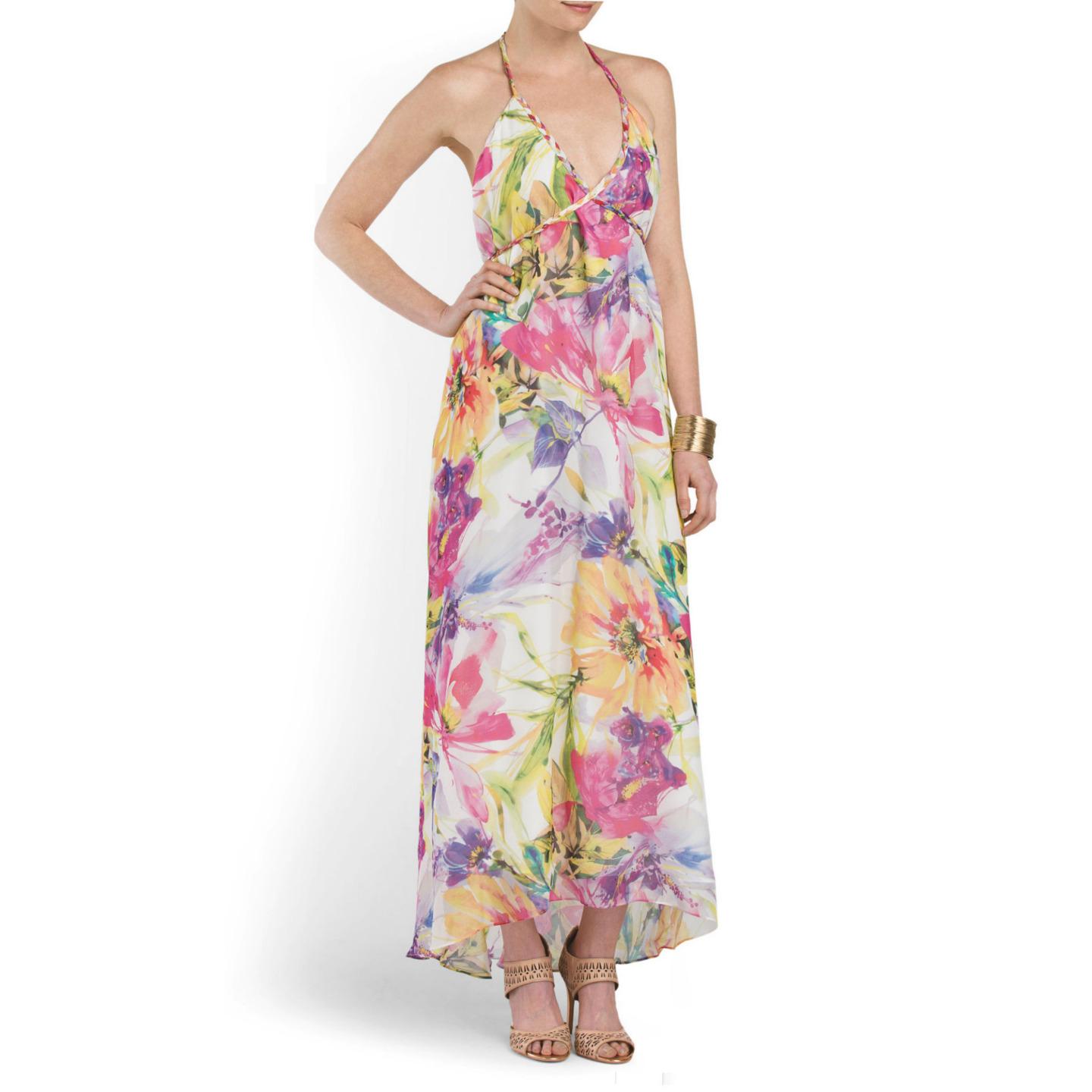 La Soeur De Trop Arlene Victoria Conrad Yumi KIM Silk Floral Print Vastflora Sasha Maxi Halter Dress • Small