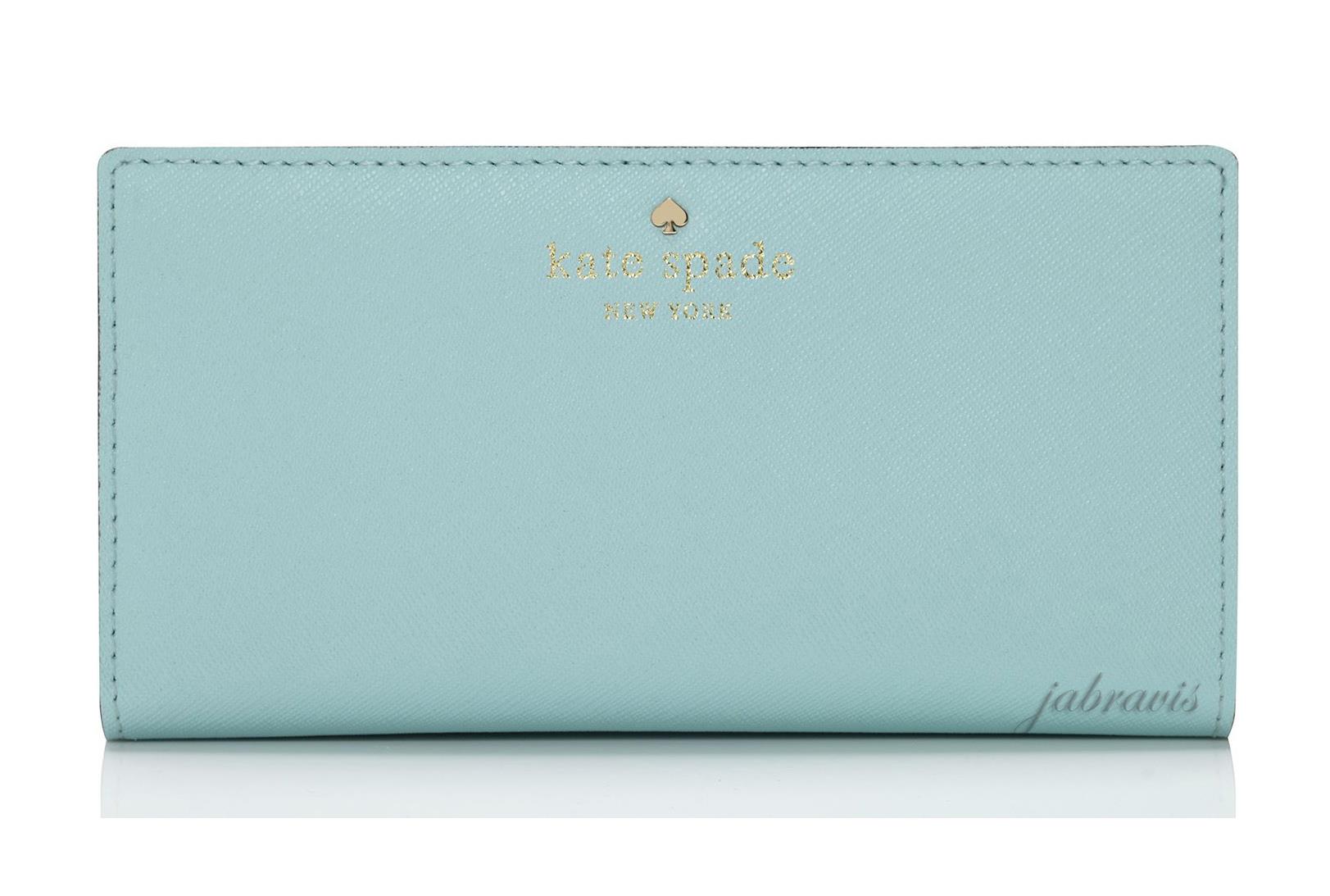 KATE SPADE • Cy Blue Saffiano Leather Mika's Pond STACY Bifold Clutch Wallet NWT | eBay