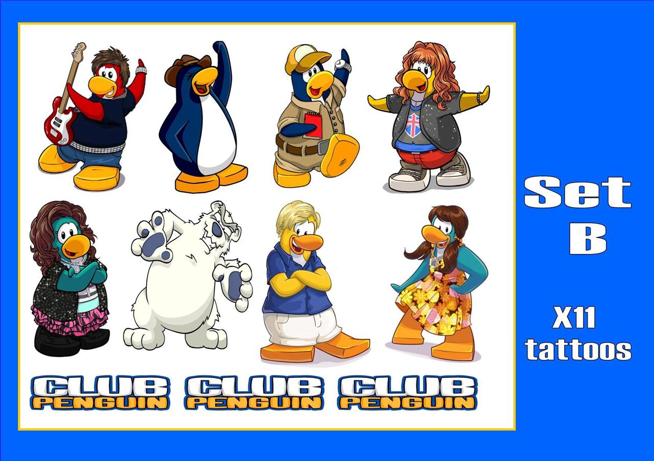 CLUB PENGUIN DISNEY X14 temporary Kids TATTOOS waterproof LAST1WEEK