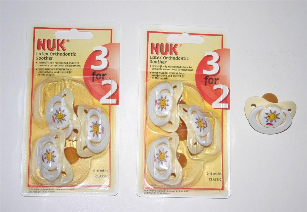 NUK 3 PACK LATEX ORTHODONTIC DUMMIES dummy pacifier newborn 06 MONTHS premature eBay