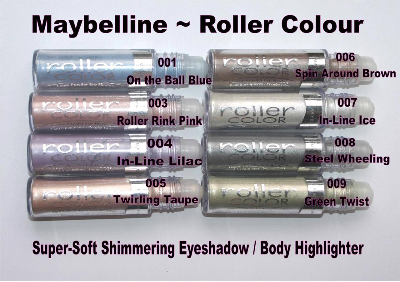 MAYBELLINE ROLLER COLOUR ORIGINAL  eyeshadow silver green blue pink brown taupe - Picture 1 of 1