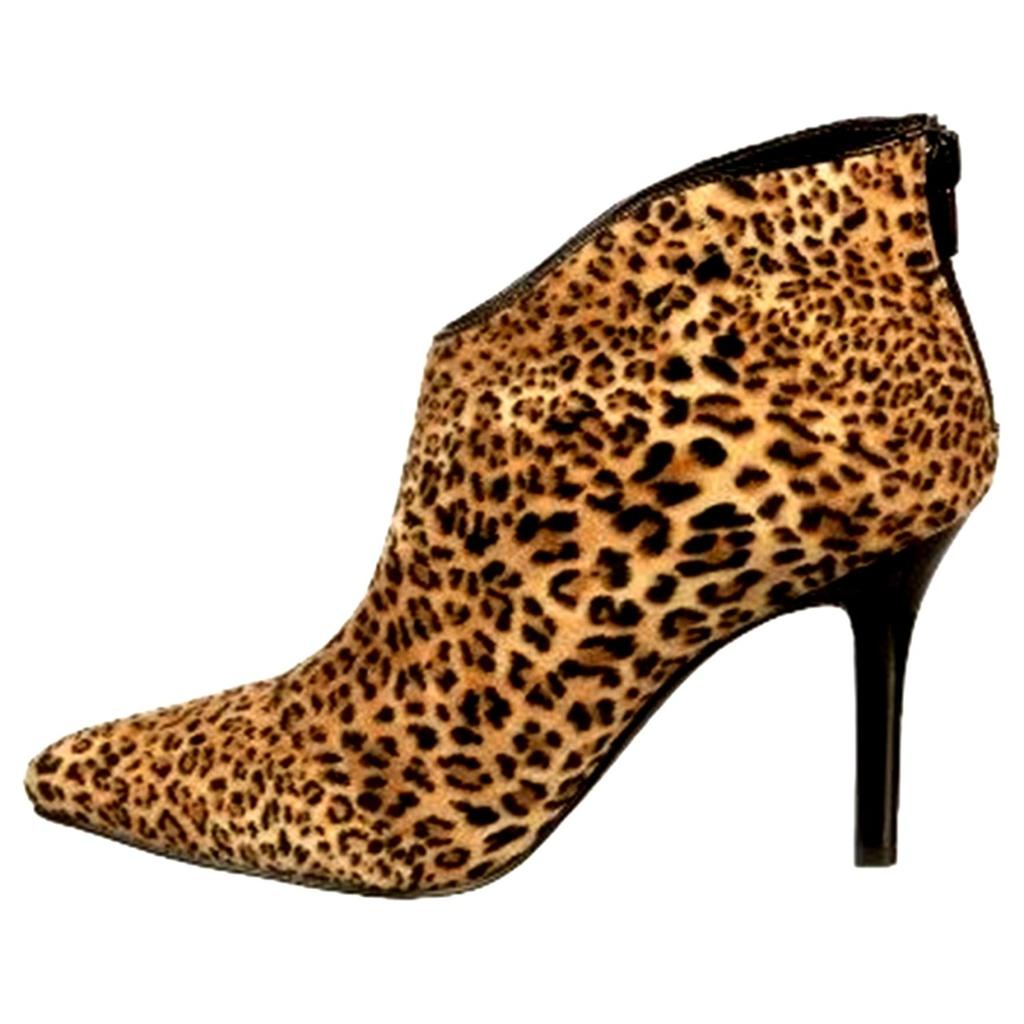 Women's Carlos Santana PIZAZZ Ankle Boots Booties Heels Leopard Cheetah