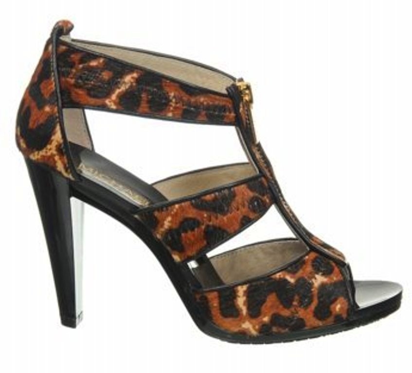 Women's Michael Kors Berkley T Strap Platform Gladiator Heels Leopard Cheetah | eBay