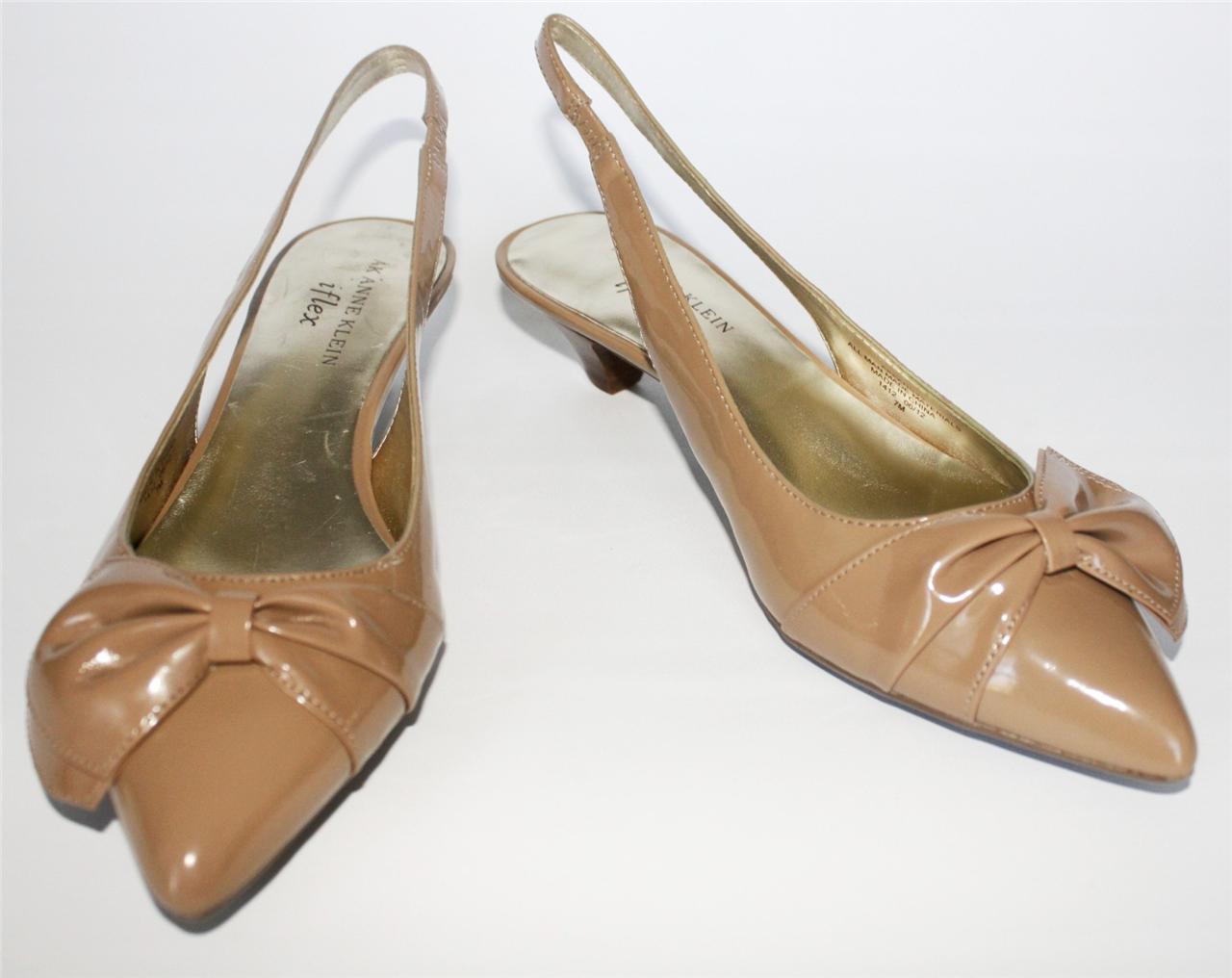 Womens Shoes Anne Klein Pansy Slingback Pumps Patent Bow 