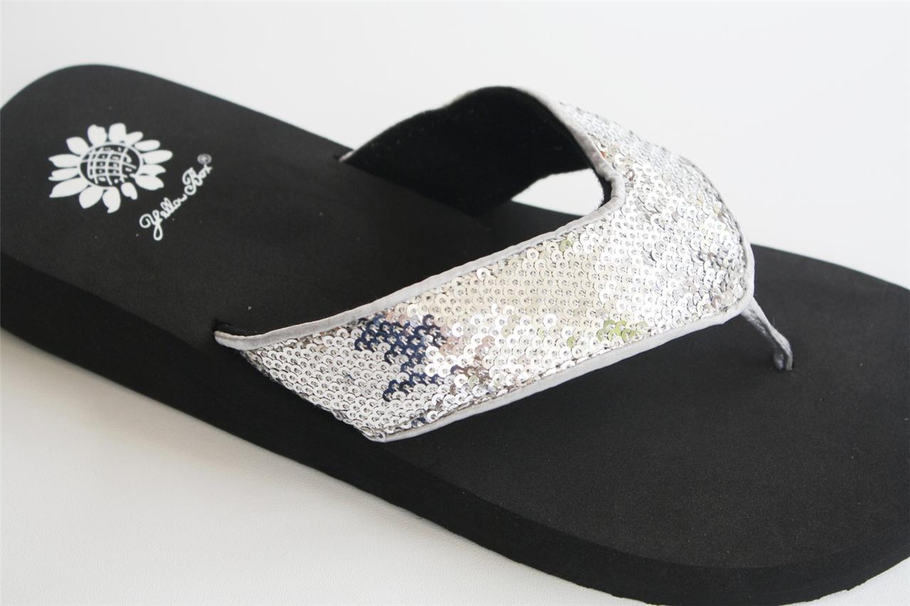 Womens YELLOWBOX Yellow Box CHAMOMILE Thong Sandal Flip Flops Sequins