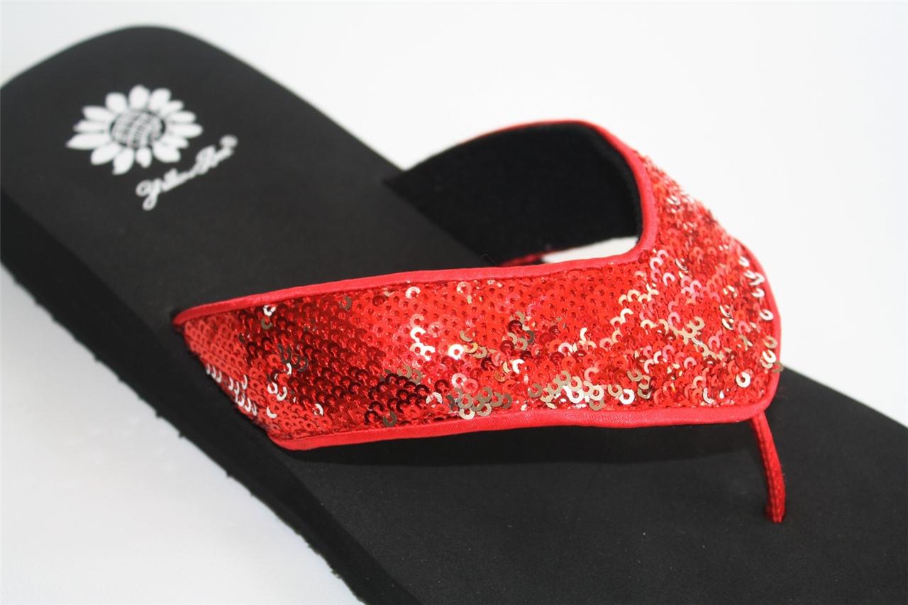 Womens YELLOWBOX Yellow Box CHAMOMILE Thong Sandal Flip Flops Sequins