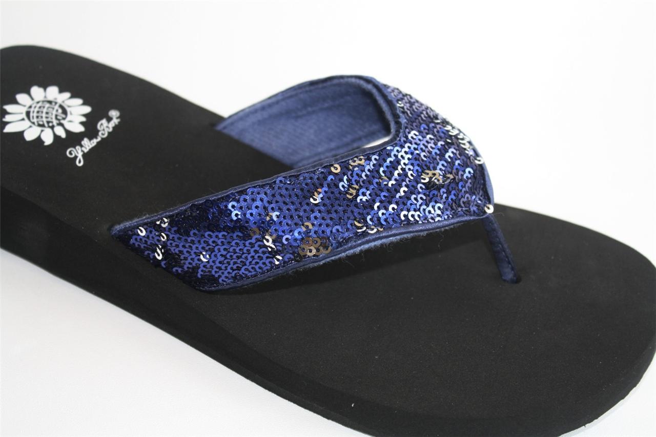Womens YELLOWBOX Yellow Box CHAMOMILE Thong Sandal Flip Flops Sequins