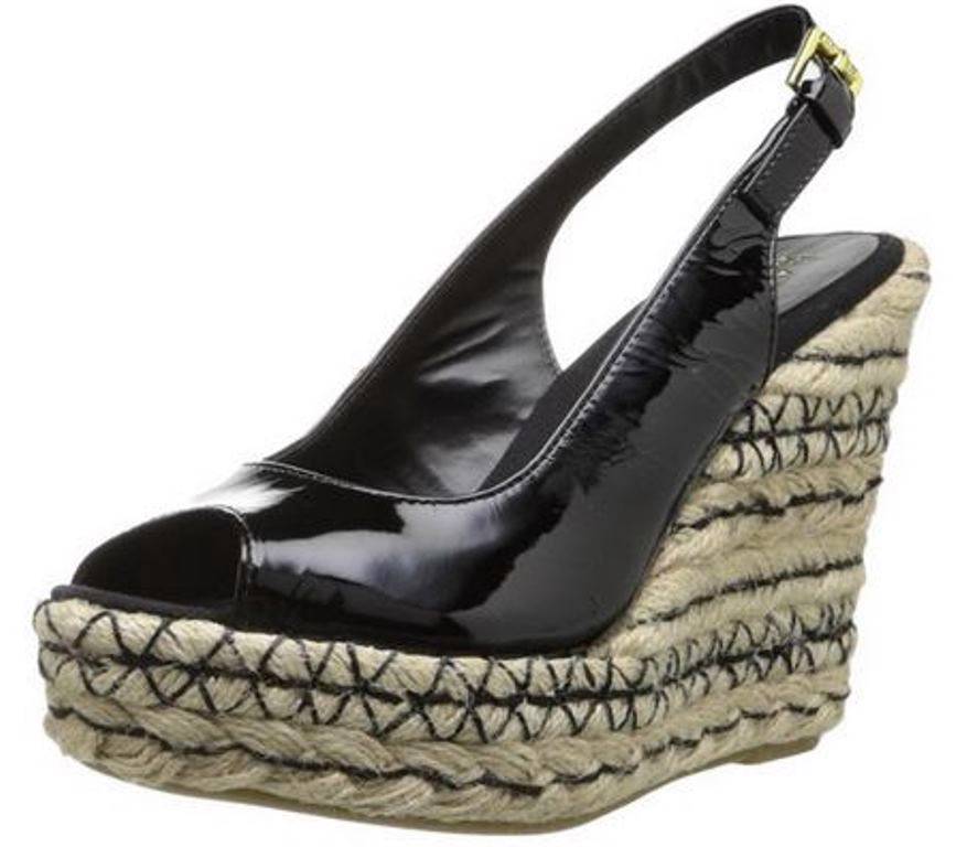 Womens-Shoes-Ralph-Lauren-TALYA-Espadrille-Wedge-Sandals-Patent-Black