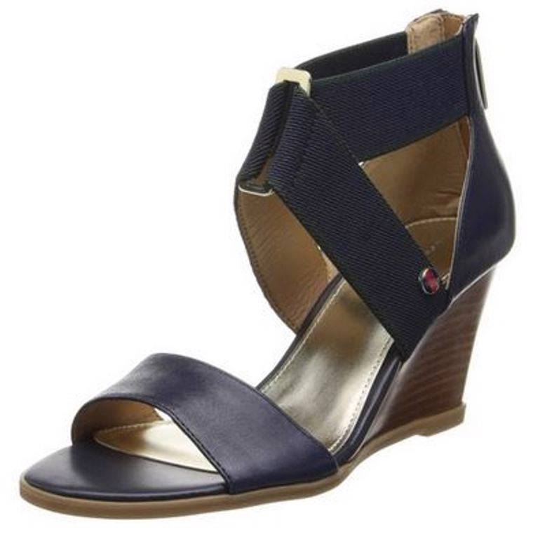 Women's Shoes Tommy Hilfiger Oriole Wedge Sandals Heels Black or Navy ...