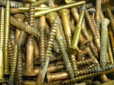 10LB BRASS PHILLIP 2-1/2 14 SLOTTED 3-1/2 16 WOOD SCREW