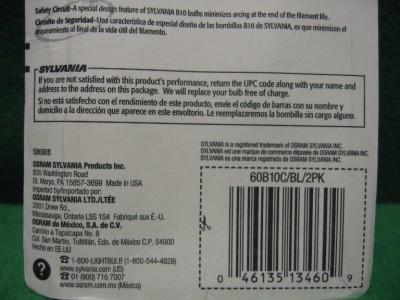  Candelabra Bulb on 20 Sylvania B10 E12 Candelabra Base Light Bulb 120v 60w   Ebay