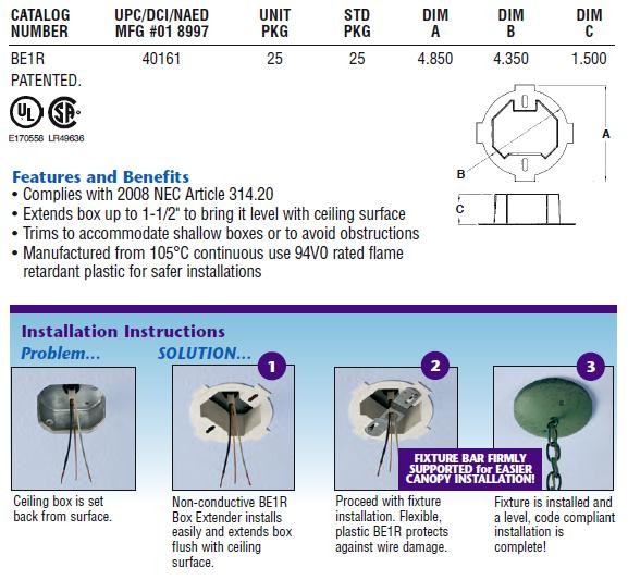 ROUND OCTOGONAL CEILING ELECTRICAL BOX EXTENDER 11/2" eBay