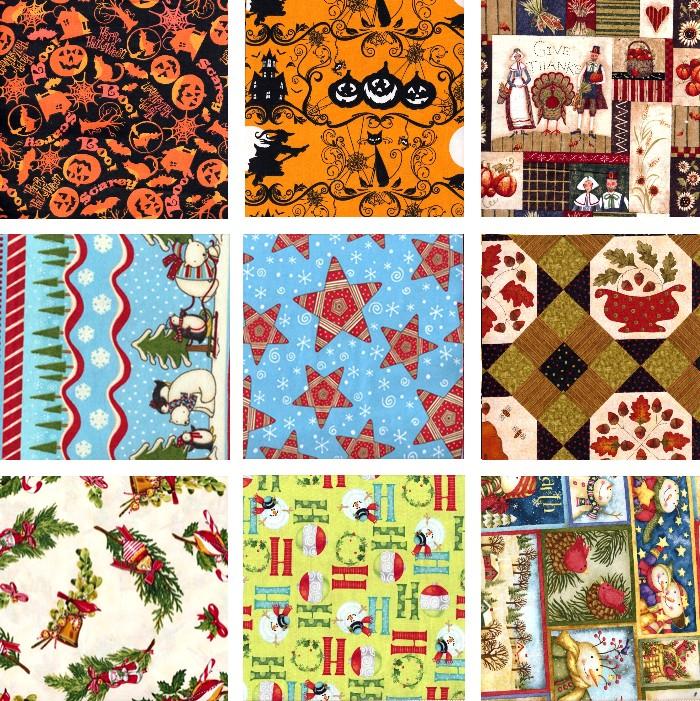 New! Holiday Seasonal Quilting Fabric Remnants Christmas Autumn
