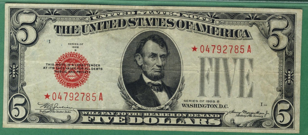 $5 Series 1928 B Star Note PMG Very Fine 30 LOOK NOW