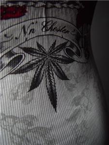 White Weed Rose Tattoo Hemp Cannabis Marijuana Leaf Knit