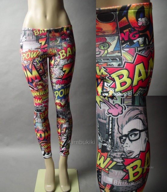 Comic Book Strip Art Cartoon Graphic Novelty Print Geek Pant 24 mv