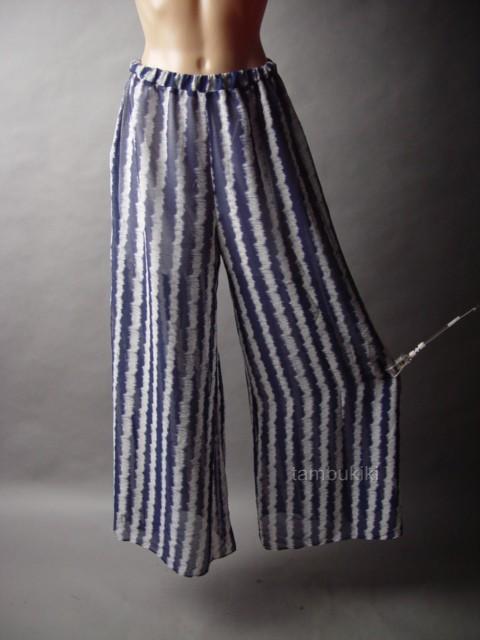 blue and white striped palazzo