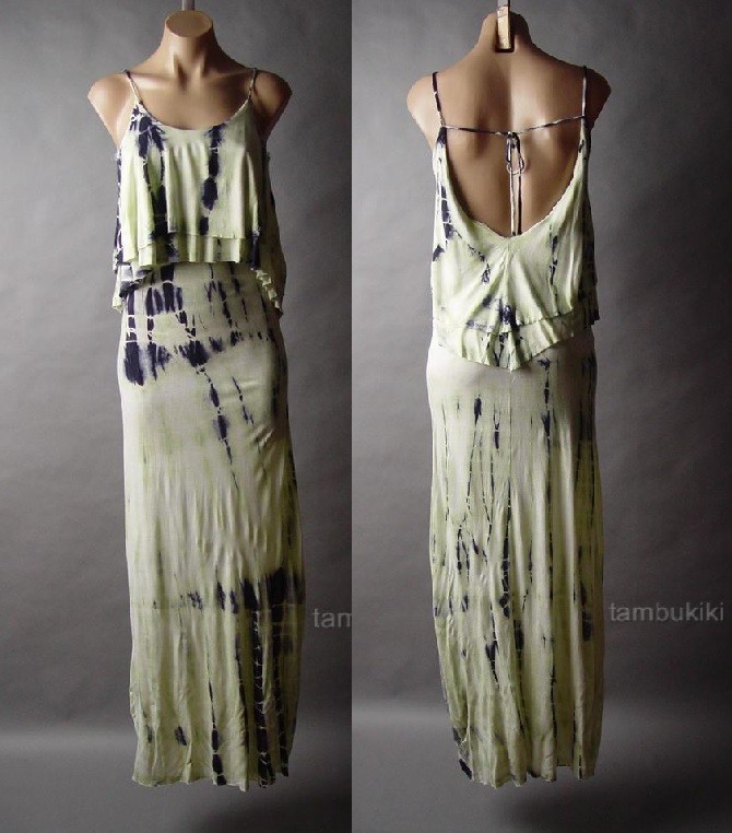 ... Ruffle-70s-Beach-Boho-Open-Back-Strappy-Slip-Long-Maxi-37-mv-Dress-S-M