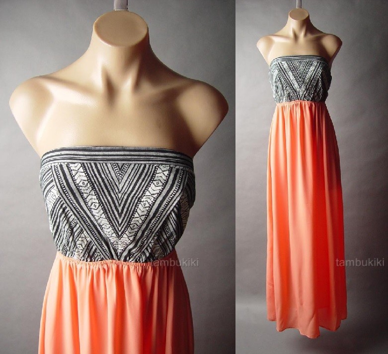 Pastel Ethnic Folk Embroidery Tribal Boho Peasant Long Maxi 39 mv Dress