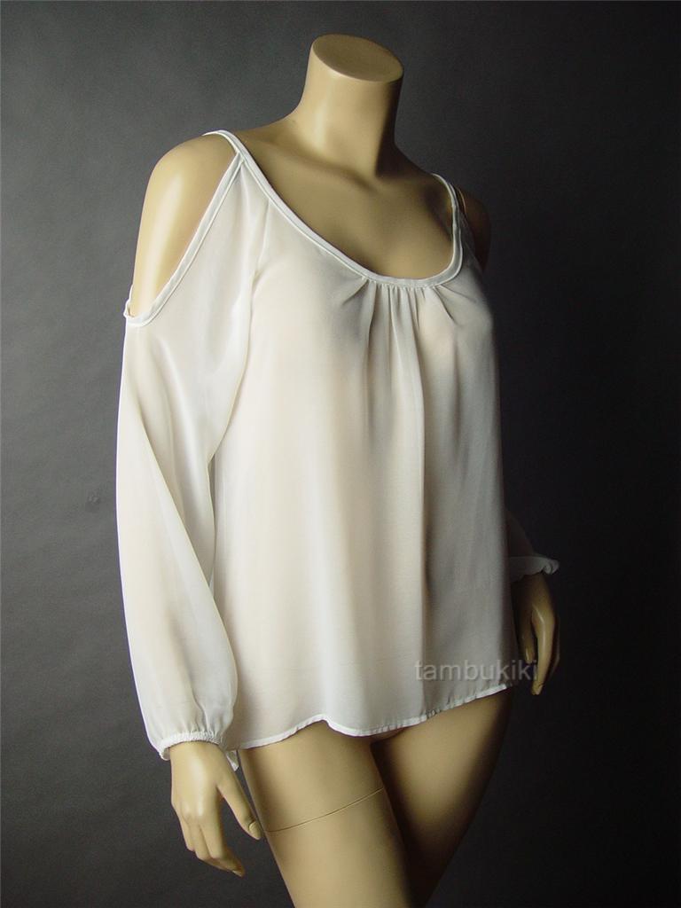 Renaissance Maiden Off The Shoulder White Chiffon Peasant Top 48 mv