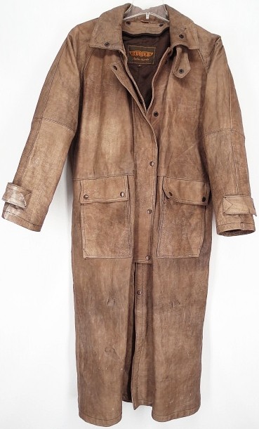 Vtg Unik^ Leather Western Coat Duster Cowboy Motorcycle Jacket Brown M Mens Med