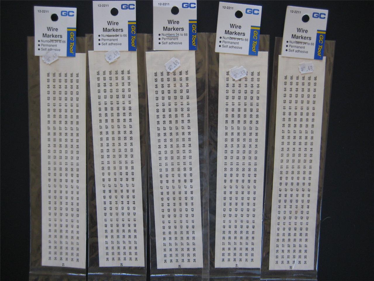 GC Electronic Wire Cable Markers Numbers 6799 Self Adhesive Permanent