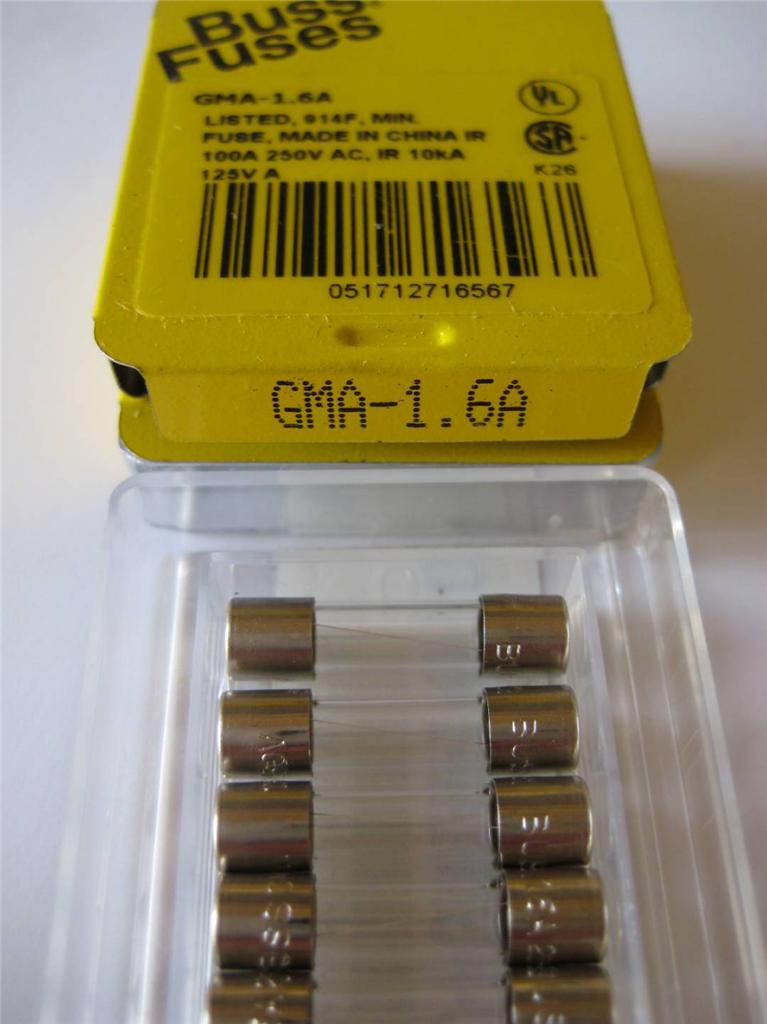5X BUSSMANN Fuse GMA 250ma 315ma 600ma 750ma 800ma 1 1-1/2 1-6/10 2-1/2 Amp 250V - Imagen 8 de 10