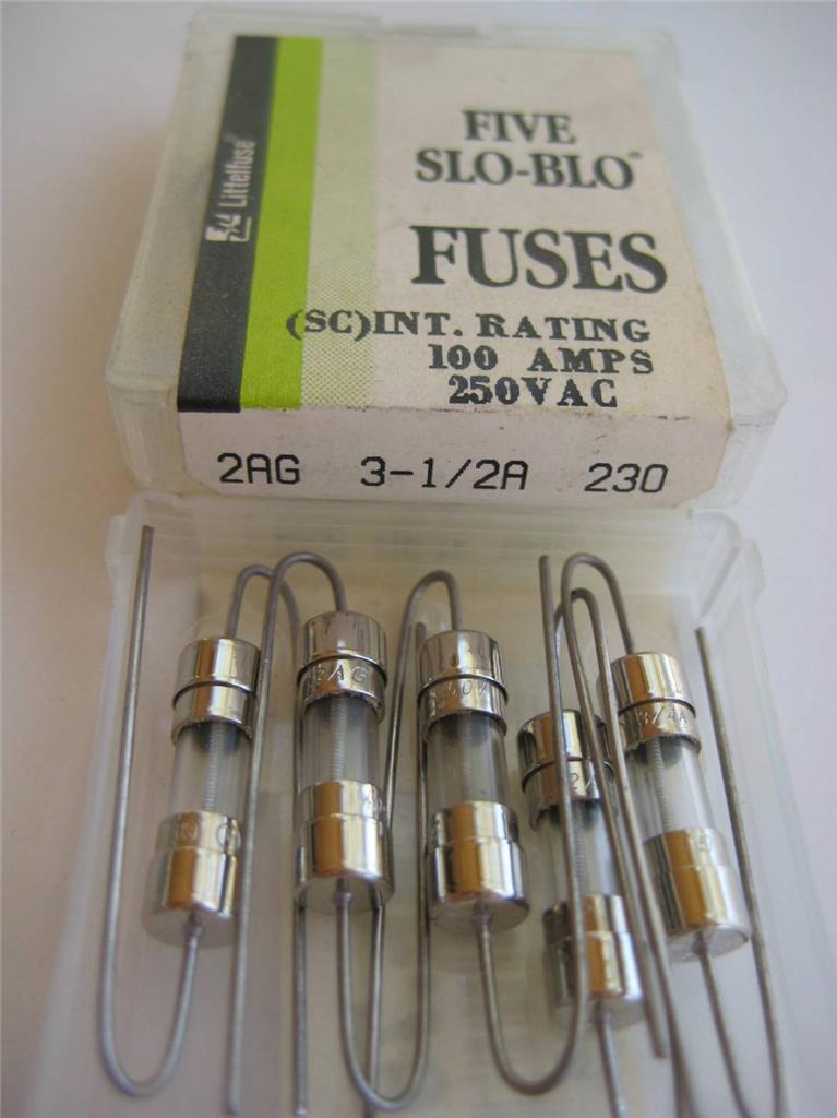 5X Littelfuse Fuse 230 2AG 1, 1-1/2, 2, 2-1/2, 3, 3,5 4 o 7 veces retardo PigTail - Imagen 9 de 11