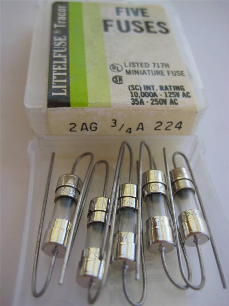 5X Littelfuse Fuse 224 .250 .500 .750 1 1.5 2 2.5 3.5 4 5 6 7 8 o 10 2AG NUEVO DE LOTE ANTIGUO - Imagen 3 de 15