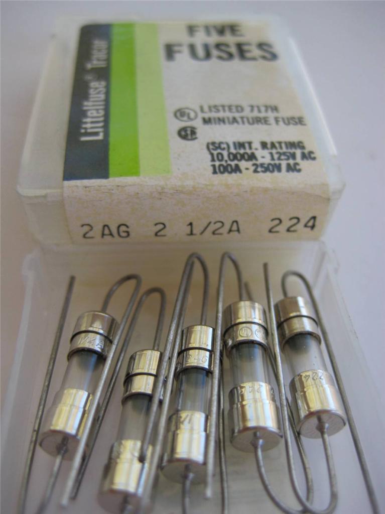 5X Littelfuse Fuse 224 .250 .500 .750 1 1.5 2 2.5 3.5 4 5 6 7 8 o 10 2AG NUEVO DE LOTE ANTIGUO - Imagen 7 de 15